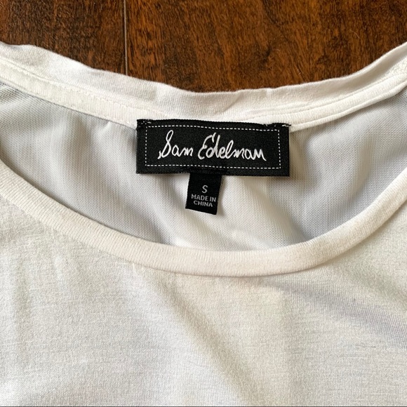 Sam Edelman White Long Sleeve Mesh Back Tee SZ-S - Picture 5 of 12